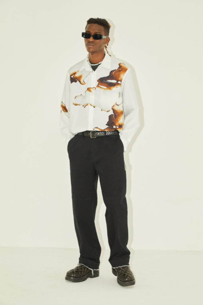 EMPTY REFERENCE Gray And White Ash Long Sleeve Shirt