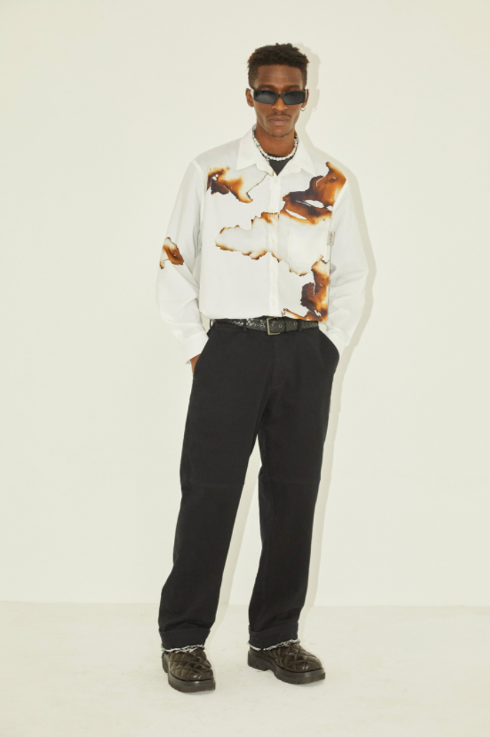 EMPTY REFERENCE Gray And White Ash Long Sleeve Shirt