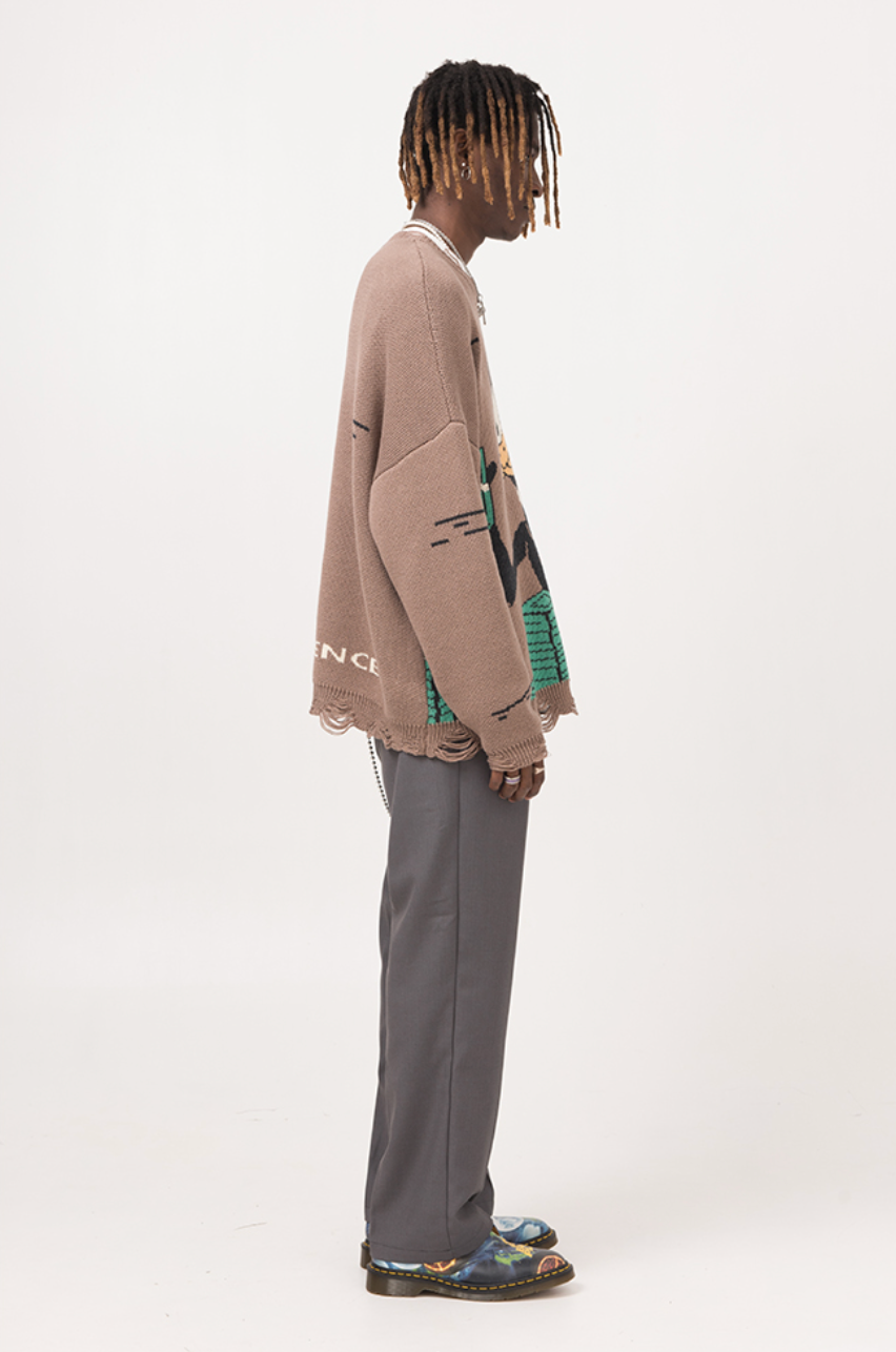 EMPTY REFERENCE Duck Cartoon Knit Sweater