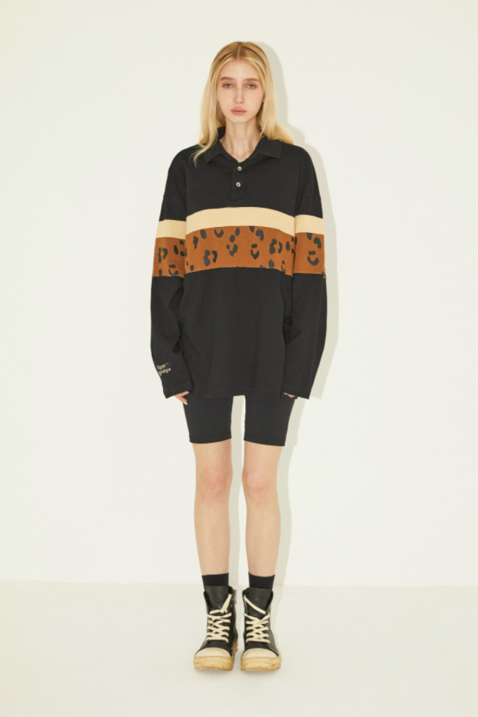 EMPTY REFERENCE Leopard Long Sleeve Polo