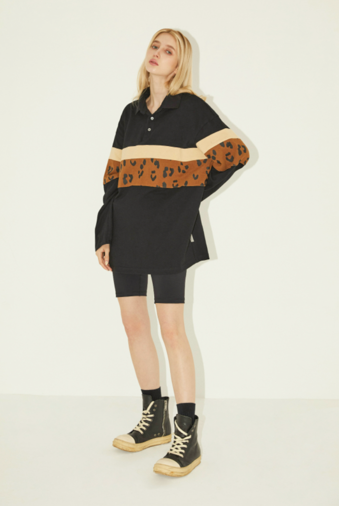 EMPTY REFERENCE Leopard Long Sleeve Polo