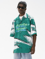 Harsh and Cruel Brush Print Graffiti Font Cuban Shirt