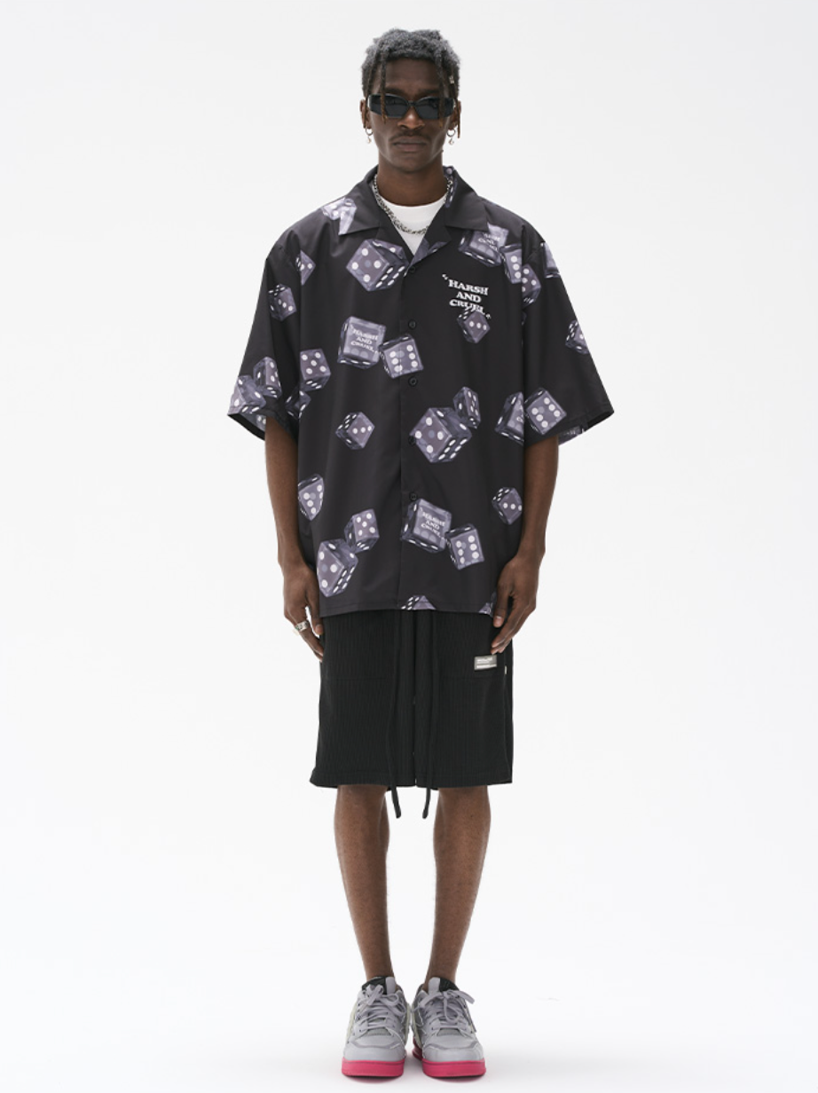 Harsh and Cruel 3D Dice Print Cuban Shirt