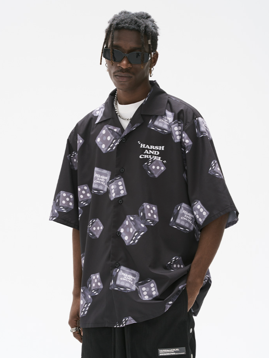 Harsh and Cruel 3D Dice Print Cuban Shirt