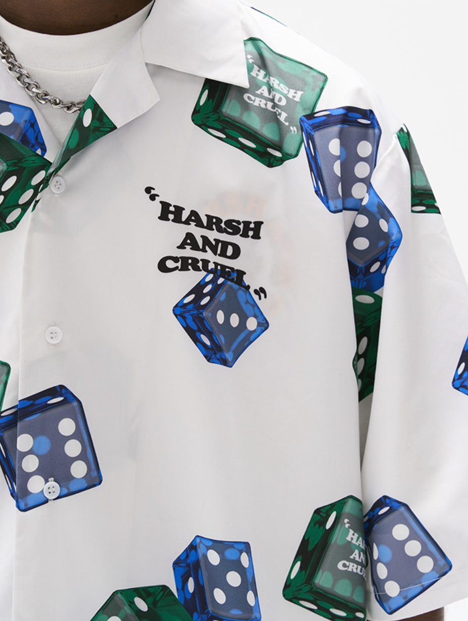 Harsh and Cruel 3D Dice Print Cuban Shirt