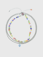 AWE Three Layered Colored Glazed Flower Beaded Necklace