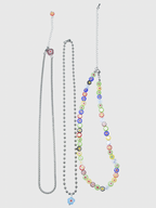 AWE Three Layered Colored Glazed Flower Beaded Necklace