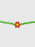 AWE Red Daisy Floral Beaded Necklace