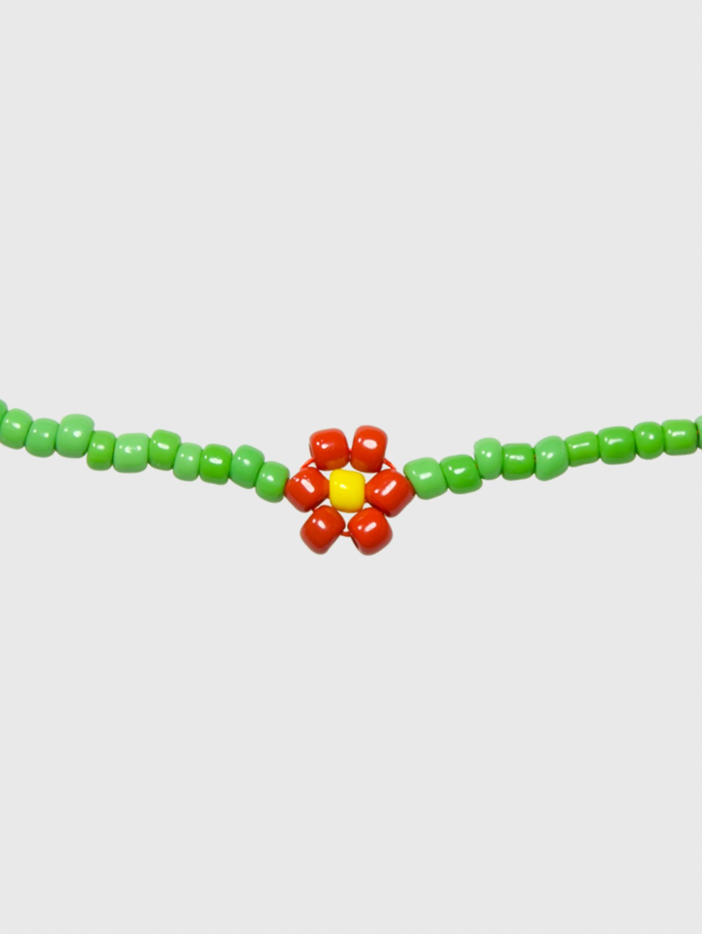 AWE Red Daisy Floral Beaded Necklace