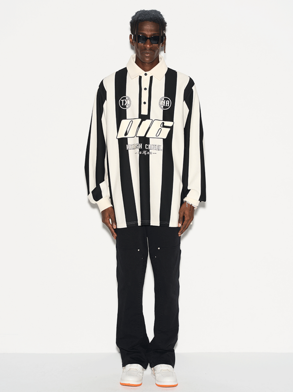 Harsh and Cruel Striped Logo L/S Jersey Shirt