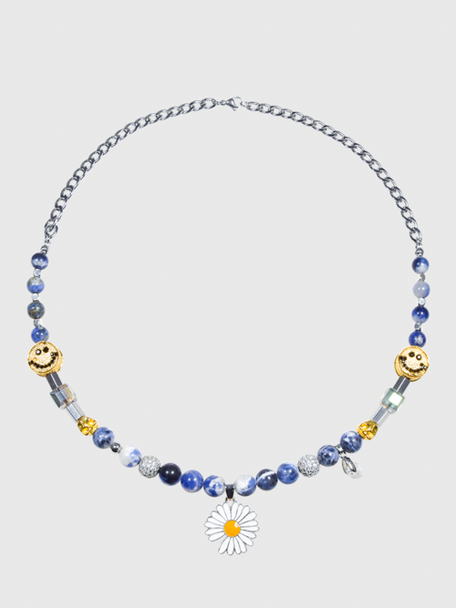 AWE Skull Smiley Daisy Necklace