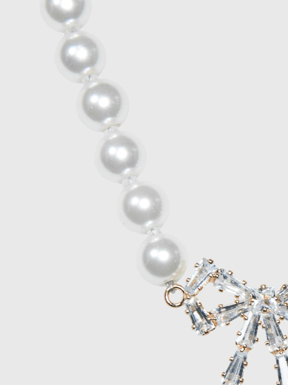 AWE Crystal Bow Pearl Necklace