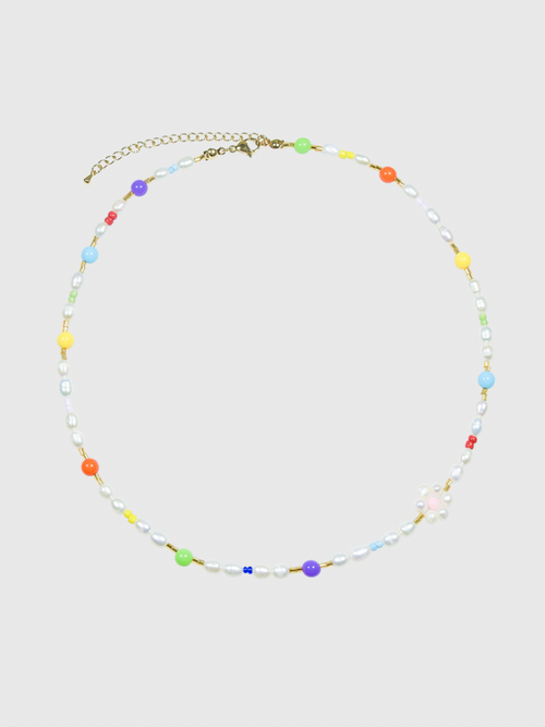 AWE Colorful Beads Pearl Flower Necklace