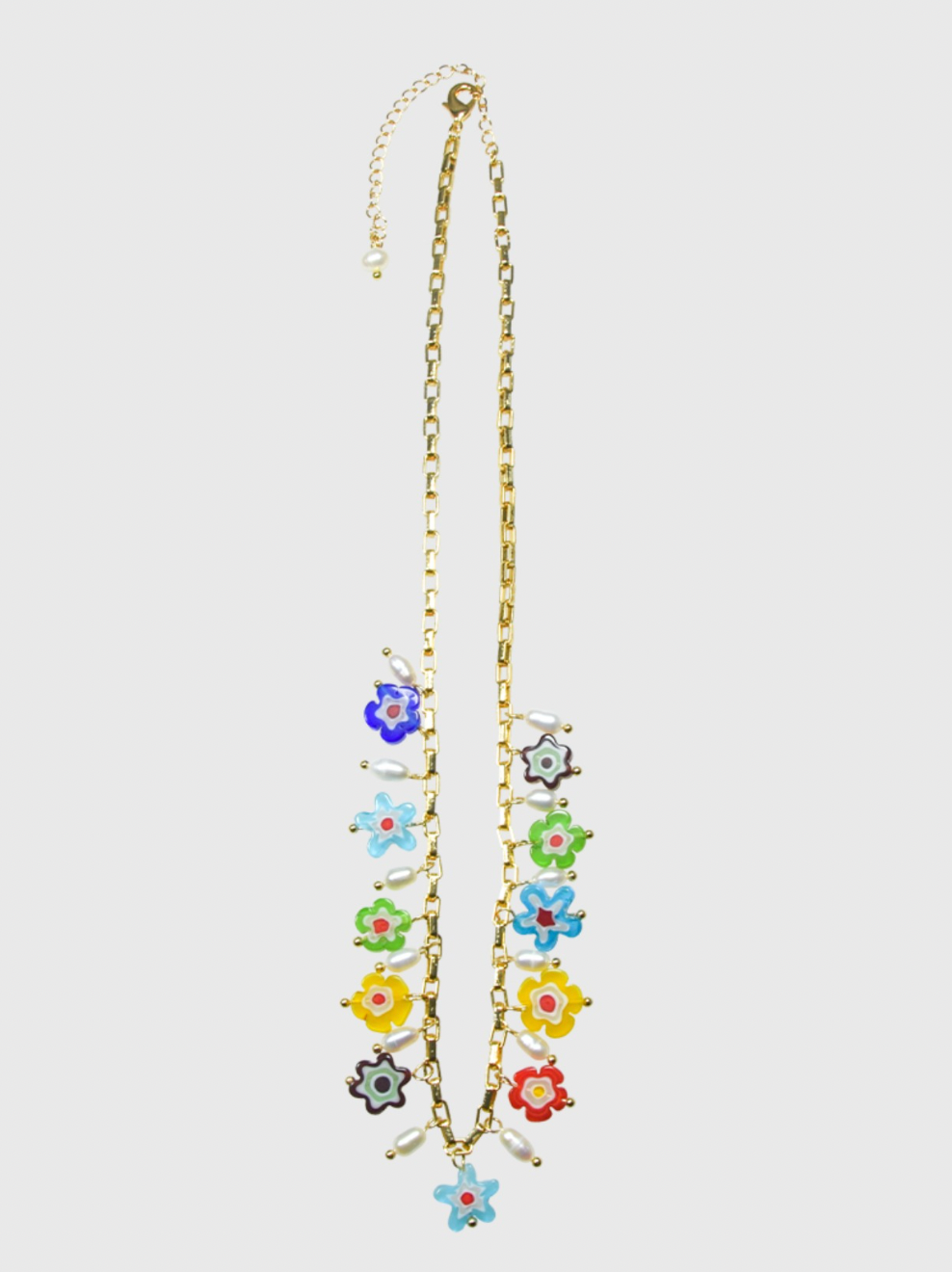 AWE Glass Flower Pearl Necklace