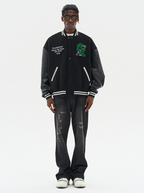 Harsh and Cruel Gothic Logo Embroidered Varsity jacket