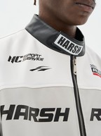Harsh and Cruel Colorful Lapel F1 Racing Suit Faux Leather Jacket