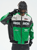 Harsh and Cruel Biker Stand Up Collar Racing Suit Faux Leather Jacket