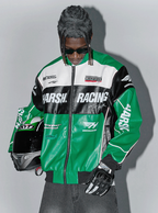 Harsh and Cruel Biker Stand Up Collar Racing Suit Faux Leather Jacket