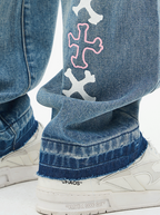 Harsh and Cruel Crosses Printed Denim