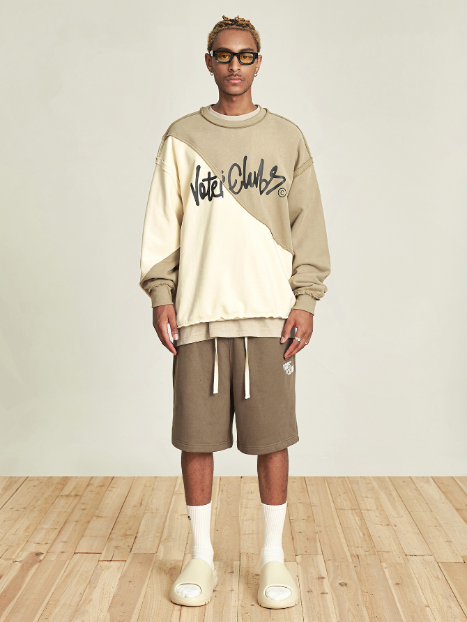 VOTE Spliced Raw Edge Sweatshirt