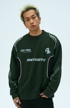 ANTIDOTE Print Patchwork Racing Sweatshirt