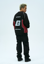 ANTIDOTE Print Patchwork Racing Sweatshirt