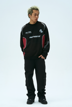 ANTIDOTE Print Patchwork Racing Sweatshirt