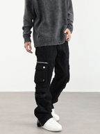 F3F Select Washed Old Multi Pocket Patchwork Work Pants