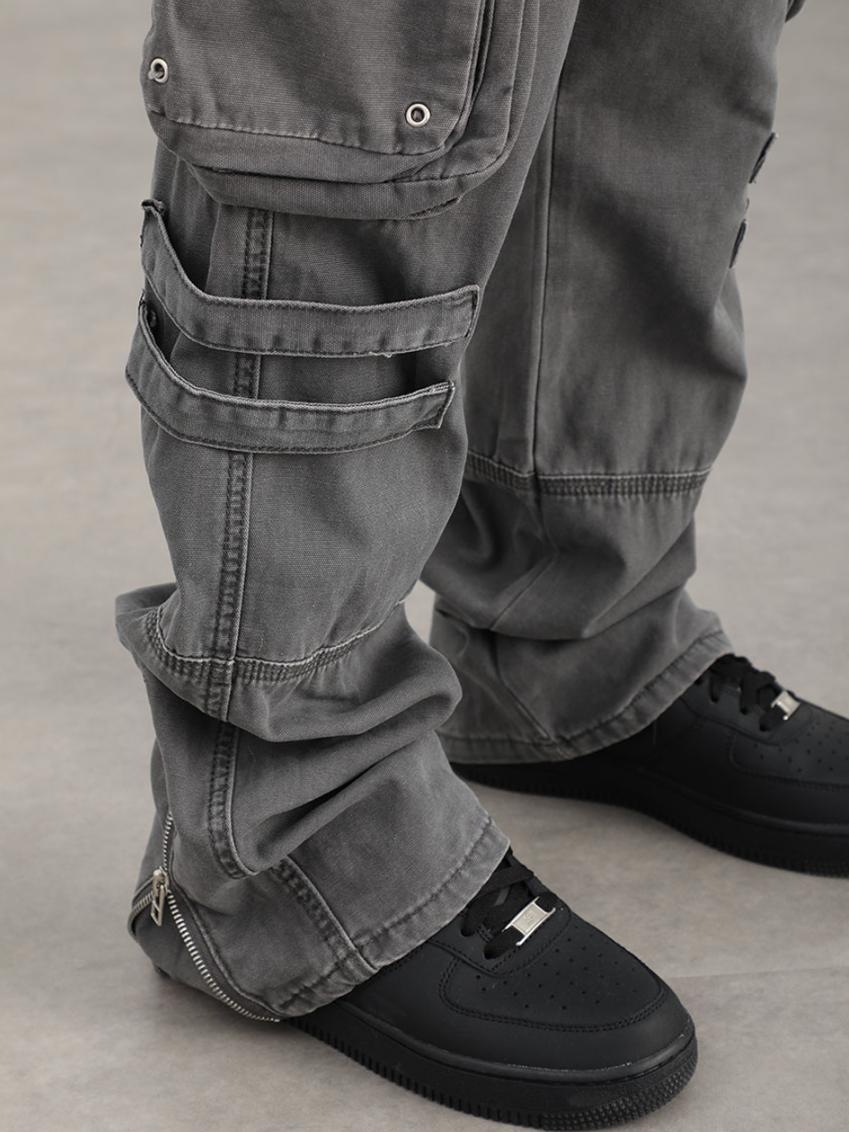 F3F Select Washed Old Multi Pocket Patchwork Work Pants