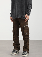 F3F Select Washed Old Multi Pocket Patchwork Work Pants