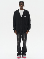 Harsh and Cruel Gothic Logo Printed Knit Sweater Cardigan