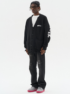 Harsh and Cruel Gothic Logo Printed Knit Sweater Cardigan
