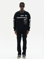 Harsh and Cruel Racing Logo Distressed Knit Sweater