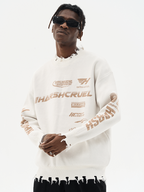 Harsh and Cruel Racing Logo Distressed Knit Sweater