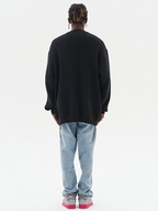 Harsh and Cruel Cartoon Face Knit Sweater Cardigan