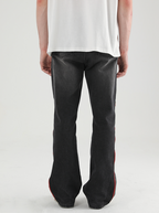 Harsh and Cruel Leather Panel Flared Denim