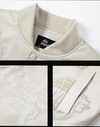 JHYQ Embroidered  PU Leather Baseball Jacket