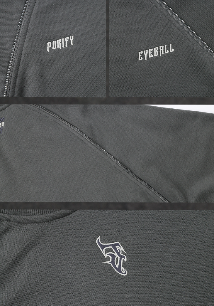 JHYQ Embroidered Logo Zipper Design Heavyweight Sweater