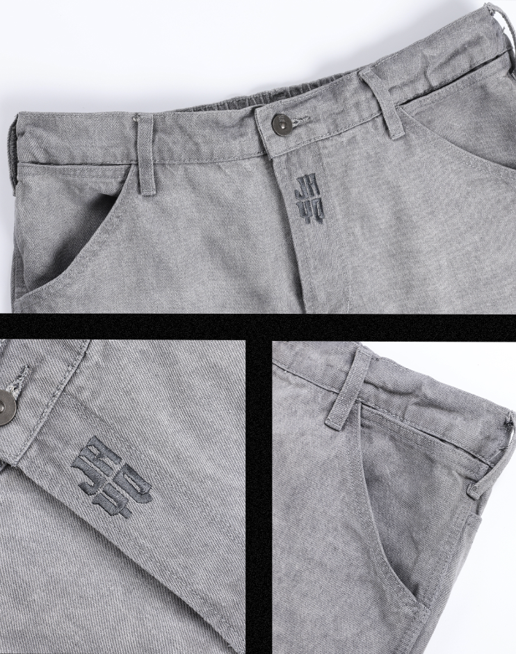 JHYQ Washed Logo Embroidery Denim Jeans