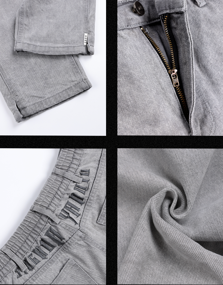JHYQ Washed Logo Embroidery Denim Jeans