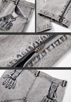JHYQ Slim Zipper Openings Printed Denim Jeans