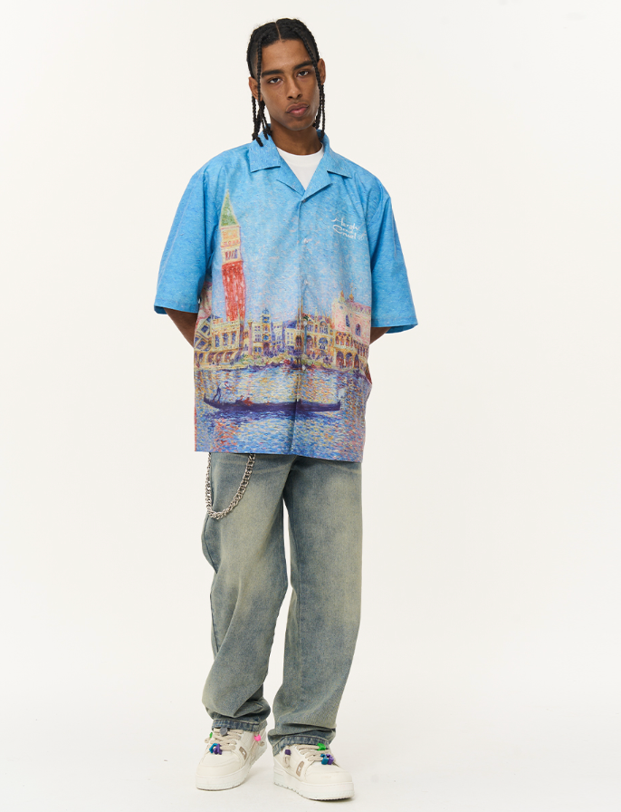 Harsh and Cruel Urban Oil Full Print Cuban Shirt
