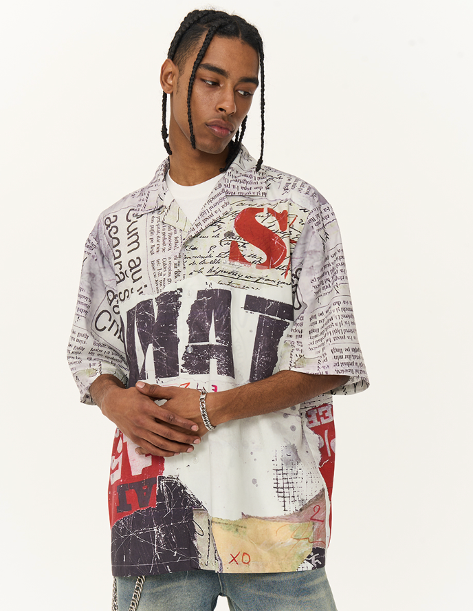 Harsh and Cruel Newspaper Full Print Cuban Shirt