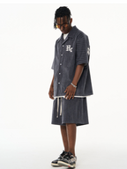 Harsh and Cruel Gothic Word Embroidered Cuban Shirt