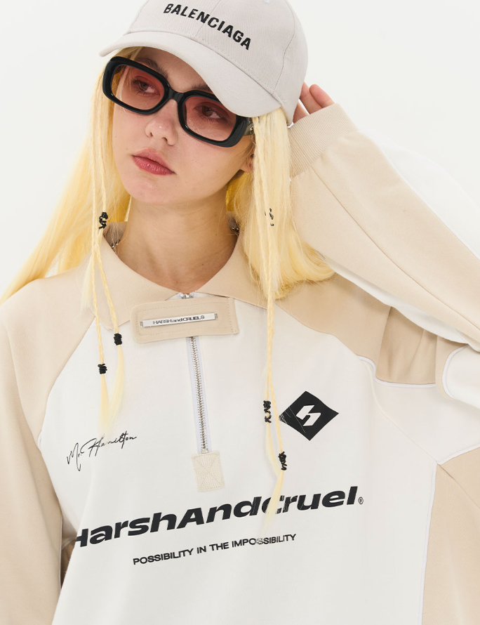 Harsh and Cruel Retro Zipper Polo Shirt