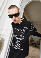 YADcrew Ostrich Foam Printed Sweatshirts
