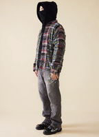 EVILKNIGHT(EK) Color Blocking Plaid Long Sleeve Shirt