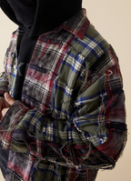 EVILKNIGHT(EK) Color Blocking Plaid Long Sleeve Shirt
