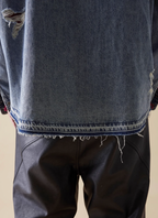 EVILKNIGHT(EK) Head Print Washed Denim Long Sleeved Shirt