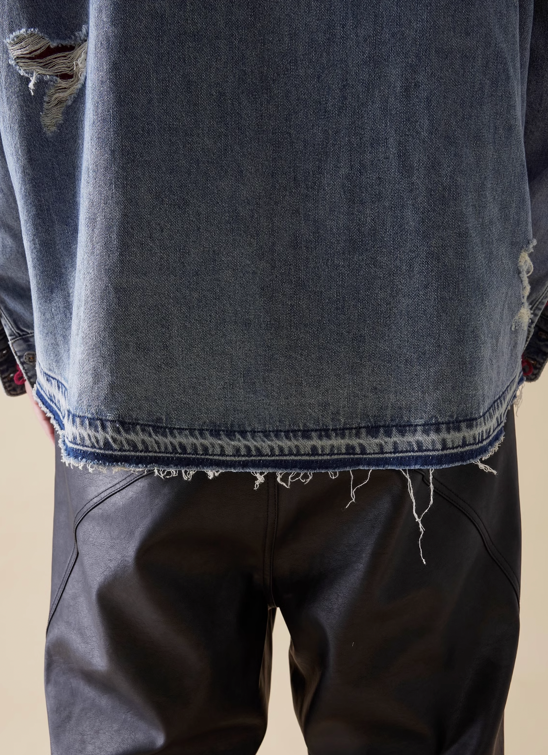 EVILKNIGHT(EK) Head Print Washed Denim Long Sleeved Shirt